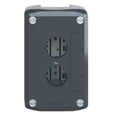 XALD02 - Empty enclosure, Harmony XALD, XALK, plastic, dark grey lid, for push button 22mm, 2 cut outs - Schneider Electric - Empty enclosure, Harmony XALD, XALK, plastic, dark grey lid, for push button 22mm, 2 cut outs - Schneider Electric - 4