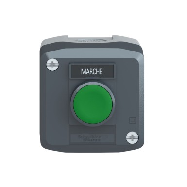 XALD101 - Harmony XALD, XALK, Control station, plastic, dark grey, 1 green flush push button, Ш22, spring return, 1 NO, legend holder marked MARCHE - Schneider Electric - Harmony XALD, XALK, Control station, plastic, dark grey, 1 green flush push button, Ш22, spring return, 1 NO, legend holder marked MARCHE - Schneider Electric - 2