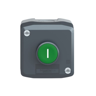 XALD102 - Harmony XALD, XALK, Control station, plastic, dark grey lid, 1 green flush push button Ш22, spring return, marked I, 1 NO - Schneider Electric - Harmony XALD, XALK, Control station, plastic, dark grey lid, 1 green flush push button Ш22, spring return, marked I, 1 NO - Schneider Electric - 2