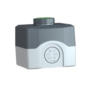 XALD102 - Harmony XALD, XALK, Control station, plastic, dark grey lid, 1 green flush push button Ш22, spring return, marked I, 1 NO - Schneider Electric - Harmony XALD, XALK, Control station, plastic, dark grey lid, 1 green flush push button Ш22, spring return, marked I, 1 NO - Schneider Electric - 5