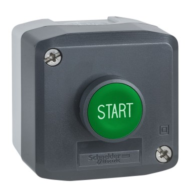 XALD103 - Harmony XALD, XALK, Control station, plastic, dark grey lid, 1 green flush push button Ш22, spring return, marked START, 1 NO - Schneider Electric - Harmony XALD, XALK, Control station, plastic, dark grey lid, 1 green flush push button Ш22, spring return, marked START, 1 NO - Schneider Electric - 0