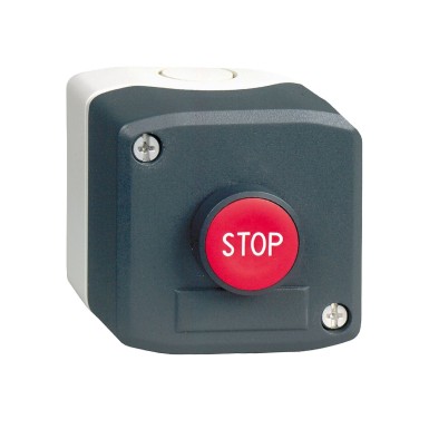 XALD114 - Complete control station, Harmony XALD, dark grey, 1 red flush pushbutton,22mm,spring return, 1NC, marked STOP - Schneider Electric - Complete control station, Harmony XALD, dark grey, 1 red flush pushbutton,22mm,spring return, 1NC, marked STOP - Schneider Electric - 0