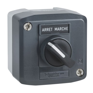 XALD132 - Harmony XALD, XALK, Control station, plastic, dark grey, 1 selector switch, Ш22, 1 NO, legend holder marked ARRET / MARCHE, - Schneider Electric - Harmony XALD, XALK, Control station, plastic, dark grey, 1 selector switch, Ш22, 1 NO, legend holder marked ARRET / MARCHE, - Schneider Electric - 0