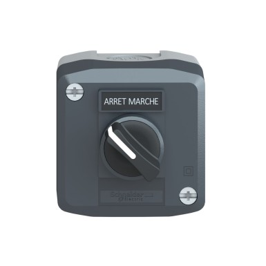 XALD132 - Harmony XALD, XALK, Control station, plastic, dark grey, 1 selector switch, Ш22, 1 NO, legend holder marked ARRET / MARCHE, - Schneider Electric - Harmony XALD, XALK, Control station, plastic, dark grey, 1 selector switch, Ш22, 1 NO, legend holder marked ARRET / MARCHE, - Schneider Electric - 2