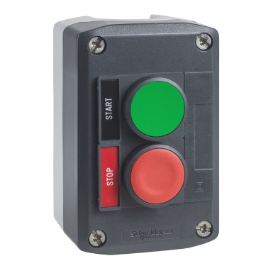 XALD211H29 - Harmony, Control station, plastic, dark grey, 1 green flush/1 red projecting push buttons, Ш22, spring return, legend holder marked STOP/START - Schneider Electric - Harmony, Control station, plastic, dark grey, 1 green flush/1 red projecting push buttons, Ш22, spring return, legend holder marked STOP/START - Schneider Electric - 0