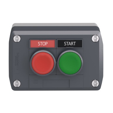 XALD211H29 - Harmony, Control station, plastic, dark grey, 1 green flush/1 red projecting push buttons, Ш22, spring return, legend holder marked STOP/START - Schneider Electric - Harmony, Control station, plastic, dark grey, 1 green flush/1 red projecting push buttons, Ш22, spring return, legend holder marked STOP/START - Schneider Electric - 4