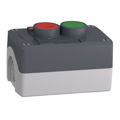 XALD211H29 - Harmony, Control station, plastic, dark grey, 1 green flush/1 red projecting push buttons, Ш22, spring return, legend holder marked STOP/START - Schneider Electric - Harmony, Control station, plastic, dark grey, 1 green flush/1 red projecting push buttons, Ш22, spring return, legend holder marked STOP/START - Schneider Electric - 6