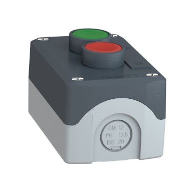 XALD214 - Harmony XALD, XALK, Control station, plastic, dark grey, 1 green flush marked I/1 red projecting marked O push buttons, Ш22 , spring return - Schneider Electric - Harmony XALD, XALK, Control station, plastic, dark grey, 1 green flush marked I/1 red projecting marked O push buttons, Ш22 , spring return - Schneider Electric - 5