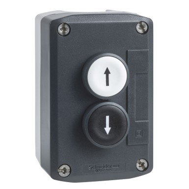 XALD222E - Harmony, Control station, plastic, dark grey, 1 white flush marked UP ARROW/1 black flush marked DOWN ARROW push buttons, Ш22 , spring return - Schneider Electric - Harmony, Control station, plastic, dark grey, 1 white flush marked UP ARROW/1 black flush marked DOWN ARROW push buttons, Ш22 , spring return - Schneider Electric - 0