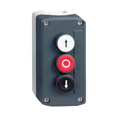 XALD325 - Complete control station, Harmony XALD, dark grey, white flush/red projecting/black flush pushbuttons, 22mm, 2NO +1NC, marked - Schneider Electric - Complete control station, Harmony XALD, dark grey, white flush/red projecting/black flush pushbuttons, 22mm, 2NO +1NC, marked - Schneider Electric - 0