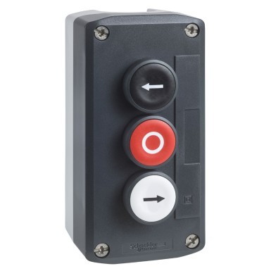 XALD334 - Harmony, Control station, plastic, dark grey, 1 white flush RIGHT ARROW/1 red flush O/1 black flush LEFT ARROW push buttons, Ш22 , spring return - Schneider Electric - Harmony, Control station, plastic, dark grey, 1 white flush RIGHT ARROW/1 red flush O/1 black flush LEFT ARROW push buttons, Ш22 , spring return - Schneider Electric - 0