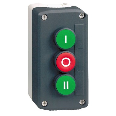 XALD339 - Harmony XALD, XALK, Control station, plastic, dark grey, 1 green flush I/1 red flush O/1 green flush II push buttons, Ш22 , spring return - Schneider Electric - Harmony XALD, XALK, Control station, plastic, dark grey, 1 green flush I/1 red flush O/1 green flush II push buttons, Ш22 , spring return - Schneider Electric - 0