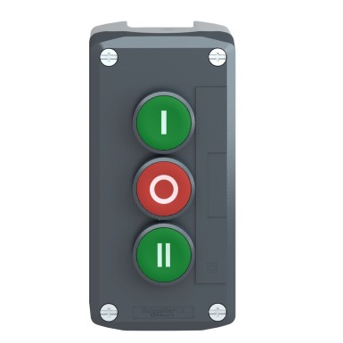 XALD339 - Harmony XALD, XALK, Control station, plastic, dark grey, 1 green flush I/1 red flush O/1 green flush II push buttons, Ш22 , spring return - Schneider Electric - Harmony XALD, XALK, Control station, plastic, dark grey, 1 green flush I/1 red flush O/1 green flush II push buttons, Ш22 , spring return - Schneider Electric - 5