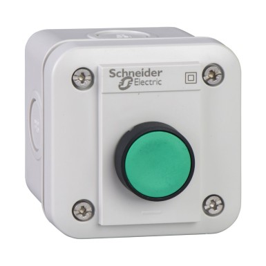 XALE1011 - Control station, Harmony XALE, for XB7 22mm, 1 green flush push button 40mm, plastic, grey, spring return, 1NO - Schneider Electric - Control station, Harmony XALE, for XB7 22mm, 1 green flush push button 40mm, plastic, grey, spring return, 1NO - Schneider Electric - 0