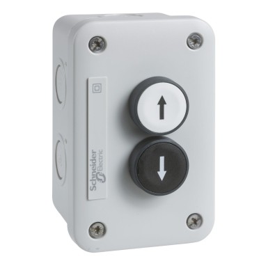 XALE2221 - Control station, Harmony XALE, for XB7 22mm, grey, 1 white pushbutton marked up arrow, 1 black pushbutton marked down arrow, 1NO + 1NO - Schneider Electric - Control station, Harmony XALE, for XB7 22mm, grey, 1 white pushbutton marked up arrow, 1 black pushbutton marked down arrow, 1NO + 1NO - Schneider Electric - 0