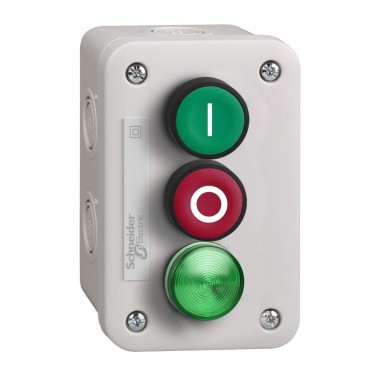 XALE33V1M - Control station, Harmony XALE, for XB7 22mm, grey, 1 green push button 1NO+ red push button 1NC + green pilot LED 230..240V AC - Schneider Electric - Control station, Harmony XALE, for XB7 22mm, grey, 1 green push button 1NO+ red push button 1NC + green pilot LED 230..240V AC - Schneider Electric - 0