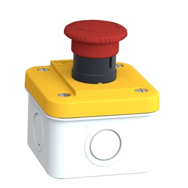 XALEK1702 - Harmony XALE, Control station, plastic, yellow, 1 red mushroom head push button Ш40, emergency stop switching off, 1NO + 1 NC - Schneider Electric - Harmony XALE, Control station, plastic, yellow, 1 red mushroom head push button Ш40, emergency stop switching off, 1NO + 1 NC - Schneider Electric - 6