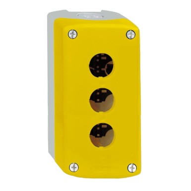 XALK03 - Empty control station, Harmony XALD, XALK, plastic, yellow, 3 cut-outs, unmarked, 2 knock-outs for cable entry, UL/CSA certified - Schneider Electric - Empty control station, Harmony XALD, XALK, plastic, yellow, 3 cut-outs, unmarked, 2 knock-outs for cable entry, UL/CSA certified - Schneider Electric - 0