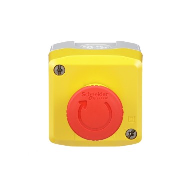 XALK178 - Control station, Harmony XALD, XALK, plastic, yellow lid, 1 red mushroom push button 40mm, turn to release, 1NC - Schneider Electric - Control station, Harmony XALD, XALK, plastic, yellow lid, 1 red mushroom push button 40mm, turn to release, 1NC - Schneider Electric - 3