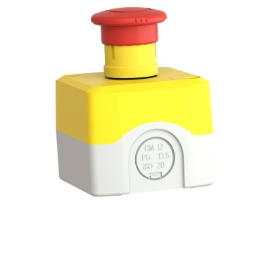 XALK1781H29 - Harmony, Control station, plastic, yellow, 1 red mushroom head push button Ш40, emergency stop turn to release, 1 NC, legend holder EMERGENCY STOP - Schneider Electric - Harmony, Control station, plastic, yellow, 1 red mushroom head push button Ш40, emergency stop turn to release, 1 NC, legend holder EMERGENCY STOP - Schneider Electric - 2