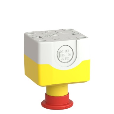 XALK1781H29 - Harmony, Control station, plastic, yellow, 1 red mushroom head push button Ш40, emergency stop turn to release, 1 NC, legend holder EMERGENCY STOP - Schneider Electric - Harmony, Control station, plastic, yellow, 1 red mushroom head push button Ш40, emergency stop turn to release, 1 NC, legend holder EMERGENCY STOP - Schneider Electric - 3