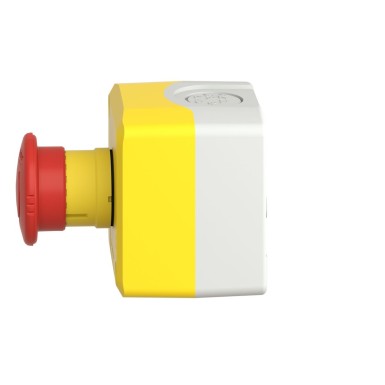 XALK1781H29 - Harmony, Control station, plastic, yellow, 1 red mushroom head push button Ш40, emergency stop turn to release, 1 NC, legend holder EMERGENCY STOP - Schneider Electric - Harmony, Control station, plastic, yellow, 1 red mushroom head push button Ш40, emergency stop turn to release, 1 NC, legend holder EMERGENCY STOP - Schneider Electric - 5