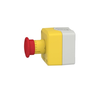 XALK1786 - Control station, Harmony XALK, plastic, yellow lid, 1 red mushroom push button 40mm, turn to release, 1NC with monitoring, unmarked - Schneider Electric - Control station, Harmony XALK, plastic, yellow lid, 1 red mushroom push button 40mm, turn to release, 1NC with monitoring, unmarked - Schneider Electric - 4