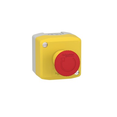 XALK1786 - Control station, Harmony XALK, plastic, yellow lid, 1 red mushroom push button 40mm, turn to release, 1NC with monitoring, unmarked - Schneider Electric - Control station, Harmony XALK, plastic, yellow lid, 1 red mushroom push button 40mm, turn to release, 1NC with monitoring, unmarked - Schneider Electric - 5