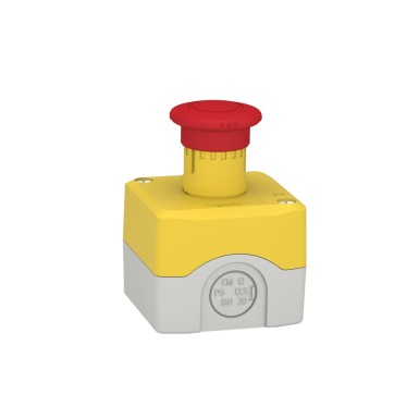 XALK1786H7 - Control station, Harmony XALK, plastic, yellow lid, 1 red mushroom 40mm, turn to release, 1NC with monitoring, unmarked, UL/CSA certified - Schneider Electric - Control station, Harmony XALK, plastic, yellow lid, 1 red mushroom 40mm, turn to release, 1NC with monitoring, unmarked, UL/CSA certified - Schneider Electric - 4