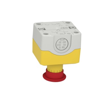 XALK1786H7 - Control station, Harmony XALK, plastic, yellow lid, 1 red mushroom 40mm, turn to release, 1NC with monitoring, unmarked, UL/CSA certified - Schneider Electric - Control station, Harmony XALK, plastic, yellow lid, 1 red mushroom 40mm, turn to release, 1NC with monitoring, unmarked, UL/CSA certified - Schneider Electric - 6