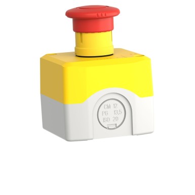 XALK178E - Harmony XALD, XALK, Control station, plastic, yellow, 1 red mushroom head push button Ш40, emergency stop turn to release, 1NO + 1 NC, unmarked - Schneider Electric - Harmony XALD, XALK, Control station, plastic, yellow, 1 red mushroom head push button Ш40, emergency stop turn to release, 1NO + 1 NC, unmarked - Schneider Electric - 1