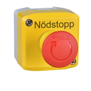 XALK178FH49 - Harmony XALD, XALK, Control station, plastic, yellow, 1 red mushroom head push button Ш40, emergency stop turn to release 2 NC, marked NШDSTOPP - Schneider Electric - Harmony XALD, XALK, Control station, plastic, yellow, 1 red mushroom head push button Ш40, emergency stop turn to release 2 NC, marked NШDSTOPP - Schneider Electric - 0