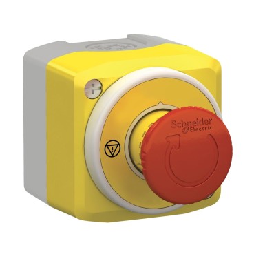 XALK178W3B140G - Harmony XALD, XALK, Control station, plastic, yellow lid, 1 E-stop push button Ш40, turn to release, illum ring white/red fixed, 1NO 2NC, 24V AC/DC - Schneider Electric - Harmony XALD, XALK, Control station, plastic, yellow lid, 1 E-stop push button Ш40, turn to release, illum ring white/red fixed, 1NO 2NC, 24V AC/DC - Schneider Electric - 0