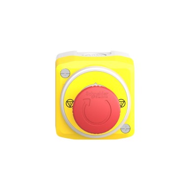 XALK178W3B140G - Harmony XALD, XALK, Control station, plastic, yellow lid, 1 E-stop push button Ш40, turn to release, illum ring white/red fixed, 1NO 2NC, 24V AC/DC - Schneider Electric - Harmony XALD, XALK, Control station, plastic, yellow lid, 1 E-stop push button Ш40, turn to release, illum ring white/red fixed, 1NO 2NC, 24V AC/DC - Schneider Electric - 2