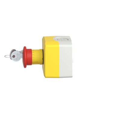 XALK188 - Harmony XALD, XALK, Control station, plastic, yellow lid, 1 red mushroom push button ?40, key releas - Schneider Electric - Harmony XALD, XALK, Control station, plastic, yellow lid, 1 red mushroom push button ?40, key releas - Schneider Electric - 9