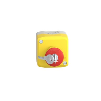 XALK188 - Harmony XALD, XALK, Control station, plastic, yellow lid, 1 red mushroom push button ?40, key releas - Schneider Electric - Harmony XALD, XALK, Control station, plastic, yellow lid, 1 red mushroom push button ?40, key releas - Schneider Electric - 12