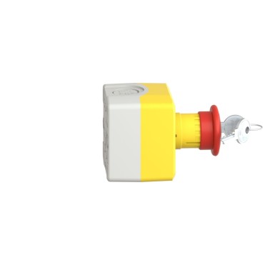 XALK188 - Harmony XALD, XALK, Control station, plastic, yellow lid, 1 red mushroom push button ?40, key releas - Schneider Electric - Harmony XALD, XALK, Control station, plastic, yellow lid, 1 red mushroom push button ?40, key releas - Schneider Electric - 5