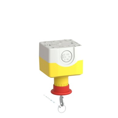 XALK188E - Harmony XALD, XALK, Control station, plastic, yellow, 1 red mushroom head push button Ш40, emergency stop key release 1 NO + 1 NC, unmarked - Schneider Electric - Harmony XALD, XALK, Control station, plastic, yellow, 1 red mushroom head push button Ш40, emergency stop key release 1 NO + 1 NC, unmarked - Schneider Electric - 2