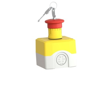 XALK188E - Harmony XALD, XALK, Control station, plastic, yellow, 1 red mushroom head push button Ш40, emergency stop key release 1 NO + 1 NC, unmarked - Schneider Electric - Harmony XALD, XALK, Control station, plastic, yellow, 1 red mushroom head push button Ш40, emergency stop key release 1 NO + 1 NC, unmarked - Schneider Electric - 5