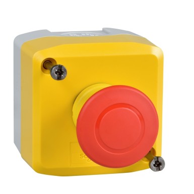 XALK198 - Harmony XALD, XALK, Control station, plastic, yellow, 1 red mushroom head push button Ш40, emergency stop push-pull 1 NC, unmarked - Schneider Electric - Harmony XALD, XALK, Control station, plastic, yellow, 1 red mushroom head push button Ш40, emergency stop push-pull 1 NC, unmarked - Schneider Electric - 0