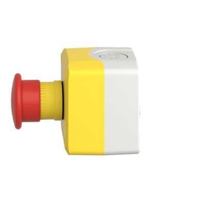 XALK198 - Harmony XALD, XALK, Control station, plastic, yellow, 1 red mushroom head push button Ш40, emergency stop push-pull 1 NC, unmarked - Schneider Electric - Harmony XALD, XALK, Control station, plastic, yellow, 1 red mushroom head push button Ш40, emergency stop push-pull 1 NC, unmarked - Schneider Electric - 2