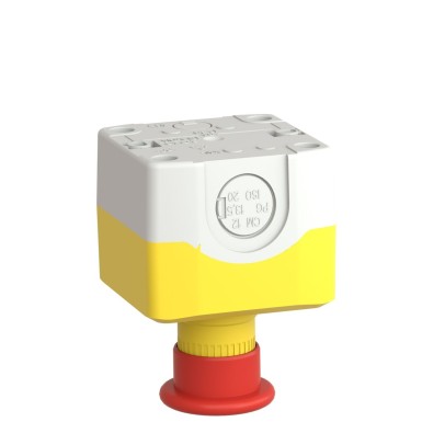 XALK198 - Harmony XALD, XALK, Control station, plastic, yellow, 1 red mushroom head push button Ш40, emergency stop push-pull 1 NC, unmarked - Schneider Electric - Harmony XALD, XALK, Control station, plastic, yellow, 1 red mushroom head push button Ш40, emergency stop push-pull 1 NC, unmarked - Schneider Electric - 6