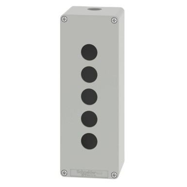 XAPD4505 - Harmony XAP, XB2 SL, Empty control station, zinc alloy, grey, M25, 5 cutouts 22mm, 80 x 220 x 77 - Schneider Electric - Harmony XAP, XB2 SL, Empty control station, zinc alloy, grey, M25, 5 cutouts 22mm, 80 x 220 x 77 - Schneider Electric - 5