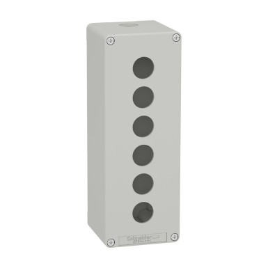 XAPD4506 - Harmony XAP, XB2 SL, Empty control station, zinc alloy, grey, M25, 6 cutouts 22mm, 80 x 220 x 77 - Schneider Electric - Harmony XAP, XB2 SL, Empty control station, zinc alloy, grey, M25, 6 cutouts 22mm, 80 x 220 x 77 - Schneider Electric - 0