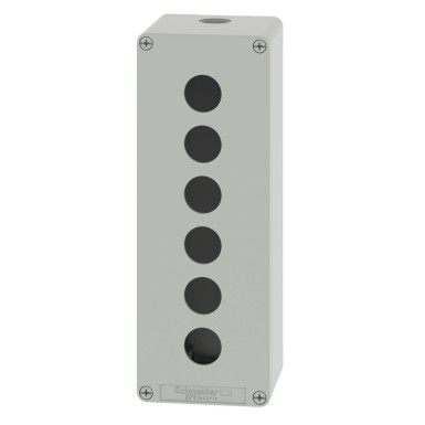 XAPD4506 - Harmony XAP, XB2 SL, Empty control station, zinc alloy, grey, M25, 6 cutouts 22mm, 80 x 220 x 77 - Schneider Electric - Harmony XAP, XB2 SL, Empty control station, zinc alloy, grey, M25, 6 cutouts 22mm, 80 x 220 x 77 - Schneider Electric - 1