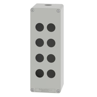 XAPD4508 - Harmony XAP, XB2 SL, Empty control station, zinc alloy, grey, M25, 8 cutouts 22mm, 80 x 220 x 77 - Schneider Electric - Harmony XAP, XB2 SL, Empty control station, zinc alloy, grey, M25, 8 cutouts 22mm, 80 x 220 x 77 - Schneider Electric - 3