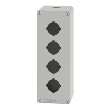 XAPD4604 - Empty control station, Harmony XAP, XB2 SL, zinc alloy, grey, M25, 4 cut outs 30mm with notches, 80x220x77mm - Schneider Electric - Empty control station, Harmony XAP, XB2 SL, zinc alloy, grey, M25, 4 cut outs 30mm with notches, 80x220x77mm - Schneider Electric - 3