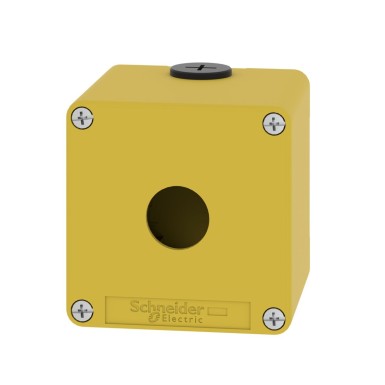 XAPK1501 - Empty control station, Harmony XAP, XB2 SL, zinc alloy, yellow, M20, 1 cut out 22mm, 80x80x77mm, UL cULus - Schneider Electric - Empty control station, Harmony XAP, XB2 SL, zinc alloy, yellow, M20, 1 cut out 22mm, 80x80x77mm, UL cULus - Schneider Electric - 2