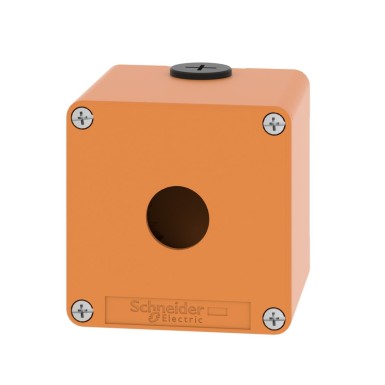 XAPO1501 - Empty control station, Harmony XAP, XB2 SL, zinc alloy, orange, M20, 1 cut out 22mm, 80x80x77mm, UL cULus - Schneider Electric - Empty control station, Harmony XAP, XB2 SL, zinc alloy, orange, M20, 1 cut out 22mm, 80x80x77mm, UL cULus - Schneider Electric - 1