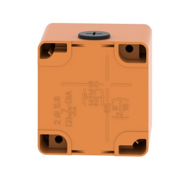 XAPO1601 - Empty control station, Harmony XAP, XB2 SL, zinc alloy, orange, M20, 1 cut out 30mm with notches, 80x80 x77mm, UL cULus - Schneider Electric - Empty control station, Harmony XAP, XB2 SL, zinc alloy, orange, M20, 1 cut out 30mm with notches, 80x80 x77mm, UL cULus - Schneider Electric - 2